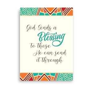 Afdrukbare christen, God stuurt een zegen door, digitaal downloadbaar dank u, inclusief gratis envelopsjabloon, instant PDF-download