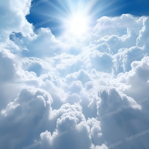 Memorial Wolken IX, AI Art, Christian, Funeral, weiß, Wolken Himmel, Memorial, Hintergrund digital herunterladbar, Sofortiger PNG Download