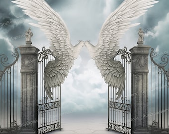 Heaven's Gate AI Art: Angel Wings Memorial (PNG Digital