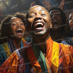 Colorful Praise, Printable AI, Christian, Faith, Church, Digital Downloadable, Church Choir, Singing, Instant PNG Download