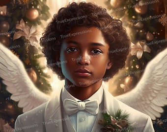 Gabriel Angel AI Art Print: Christmas Tree Wings (Digital Download)