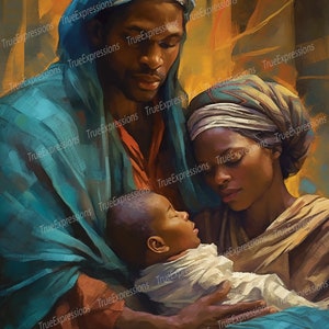 Nace un Salvador, Arte de IA, Cristiano, Fe, Navidad, Madre, Jesús, José, Cristo, Estrellas, Descarga digital, Descarga instantánea de PNG