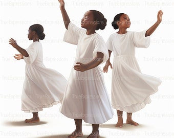 Young Praise Dancers, Printable AI, Christian, Faith, Church, Digital Downloadable, Praise Dance, Singing, Instant PNG Download