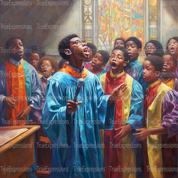 Youth Choir, Printable AI, Christian, Faith, Church, Digital Downloadable, Church Choir, Children, Singing, Instant PNG Download