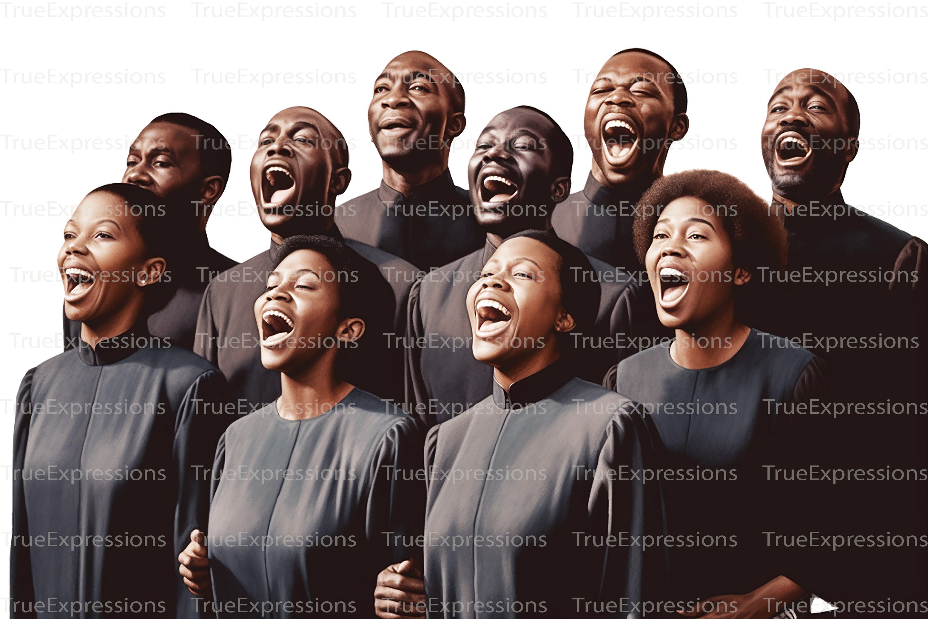 Songs of Joy, AI Art, Christian, Black Choir, Faith, Singing in Church Digital herunterladbar, Sofortiger PNG-Download
