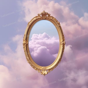 Heavenly Clouds AI Art: Pink, Blue, Gold (PNG Digital Download)