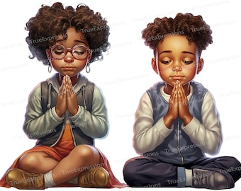 Prayers Going Up, AI, Christian, Faith, Praying Children Digital Downloadable, Instant PNG Download