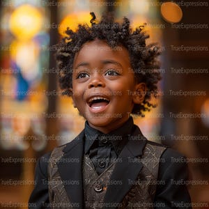 Kirchenjunge II, AI Art, Christ, Glaube, schwarzer Junge, Chor, Kirche, Kinder, Bibel, digital herunterladbar, sofortiger PNG-Download