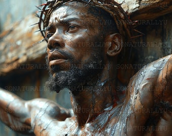 On the Cross VI, Jesus, Cross, Christian, Faith, Good Friday, Sunday, Easter, Digital Downloadable, AI Instant PNG Download