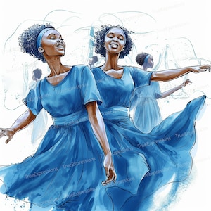 Happy Praise III, Printable AI, Christian, Faith, Church, Blue, Digital Downloadable, Praise Dance, Singing, Instant PNG Download