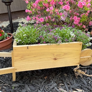 Cedar Wheelbarrow flower pot, indoor or outdoor planter