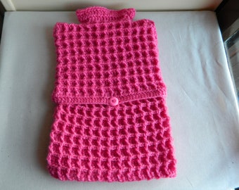 Hot water bottle crochet cover, winter weather hot water bottle covers, gift for grandma, gift idea for mom,  pink cover,