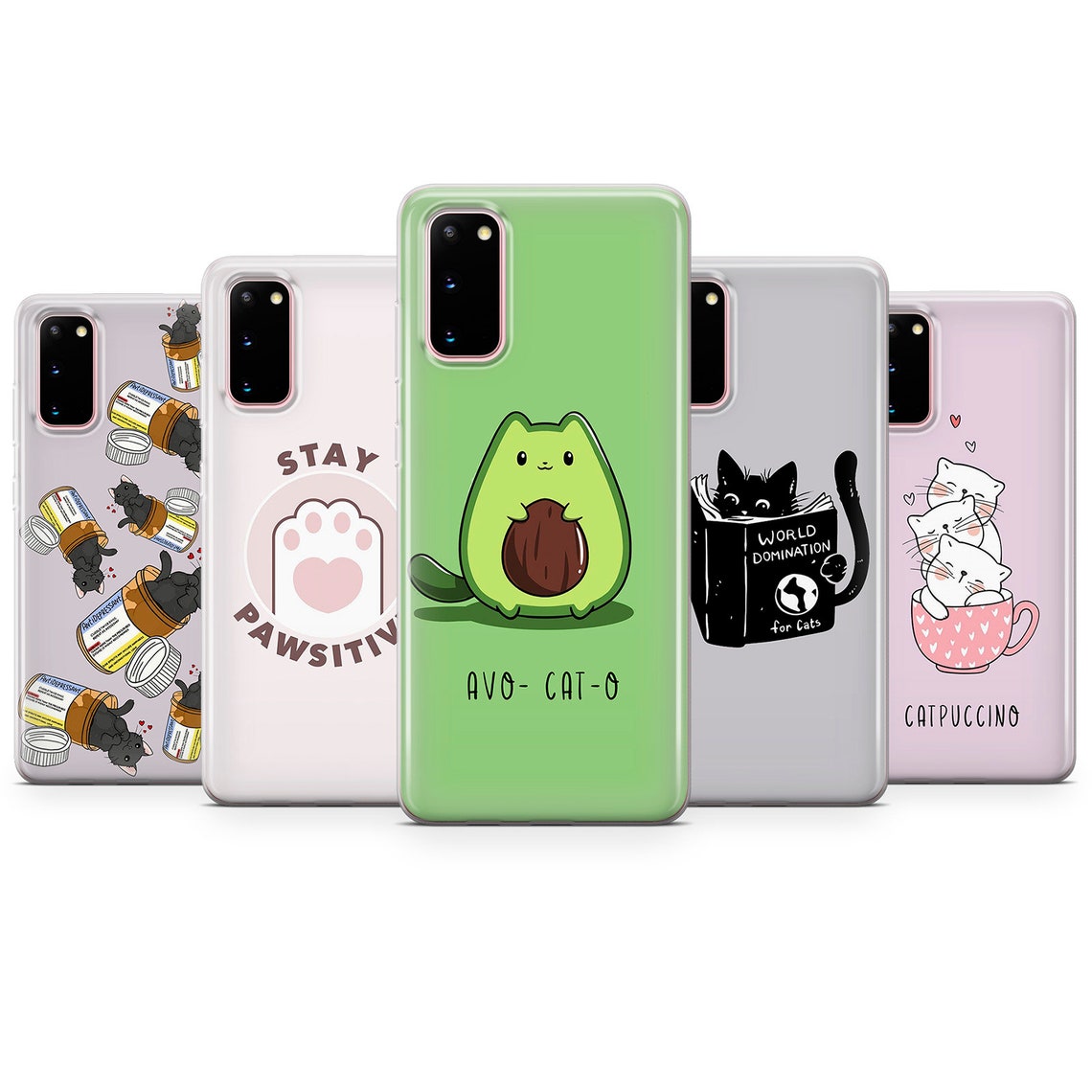 Kawaii Cat Phone Case Animal Quote Cover for Samsung S21 Etsy