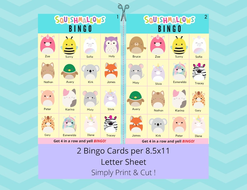 Squishmallows BINGO Squishmallows Printable Bingo Etsy