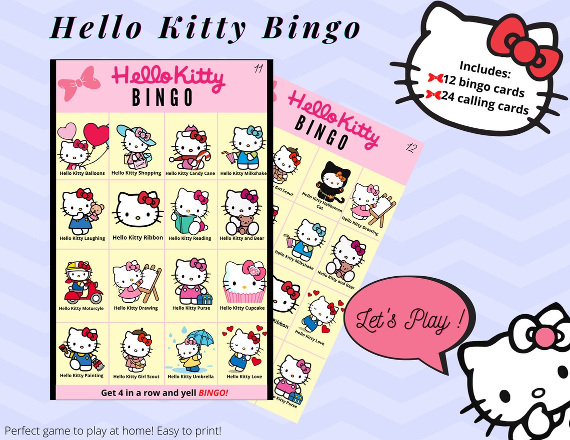 Hello Kitty BINGO Hello Kitty Printable Bingo Hello Kitty | Etsy