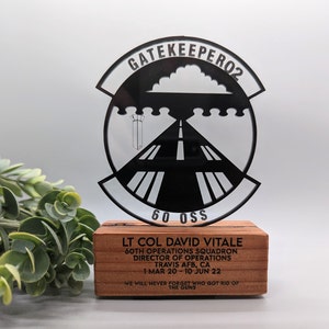 Squadron/Unit Logo Stand-up Desk Award | Personalized Name and Message