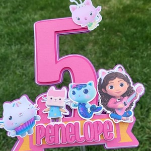 Personalized: Gabby&#39;s dollhouse cake topper. | kids TV show cake topper| 3D effect cardstock topper.