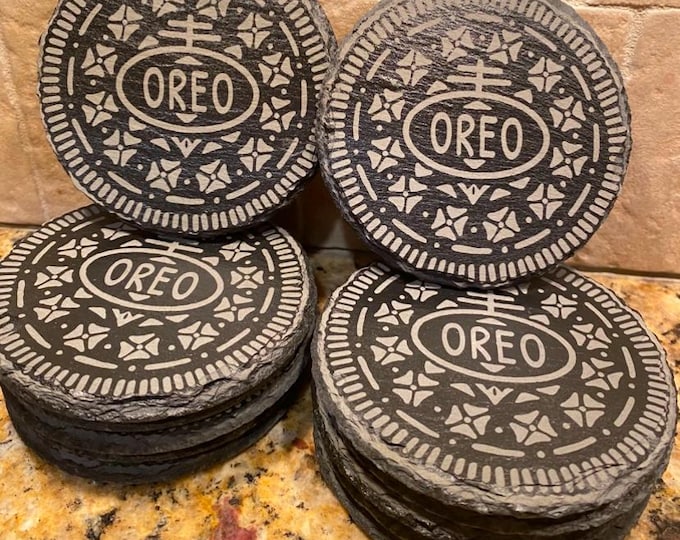 Chocolate Sandwich Cookie Design Slate Coasters set/6