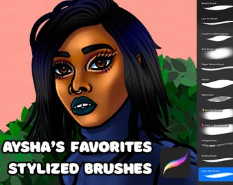 Los 12 pinceles personalizados de Procreate favoritos de Aysha: paquete de bocetos, tinta, pintura y texturas
