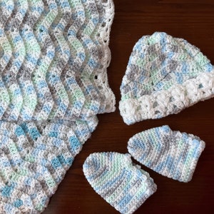 Matching Baby Accessory Bundle: Hat, socks, blanket