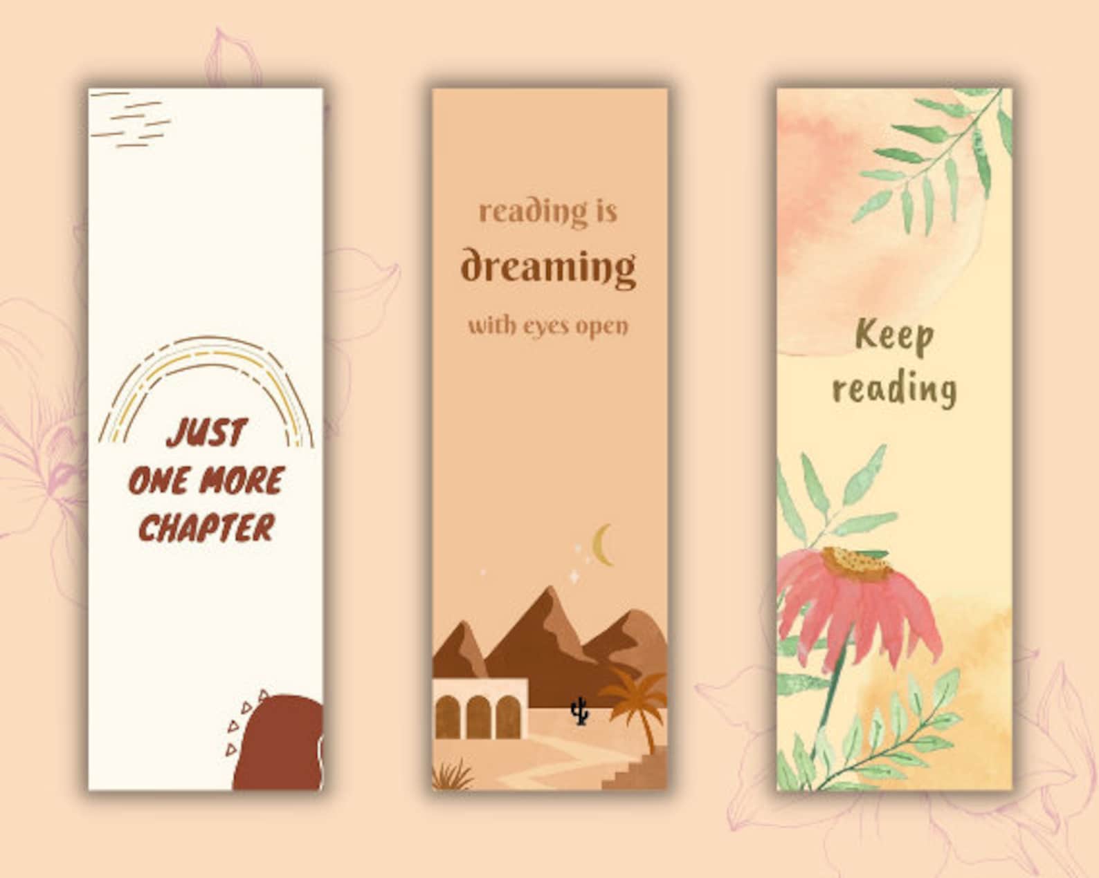 15 Printable Aesthetic Bookmarks Cute Boho Digital Instant | Etsy
