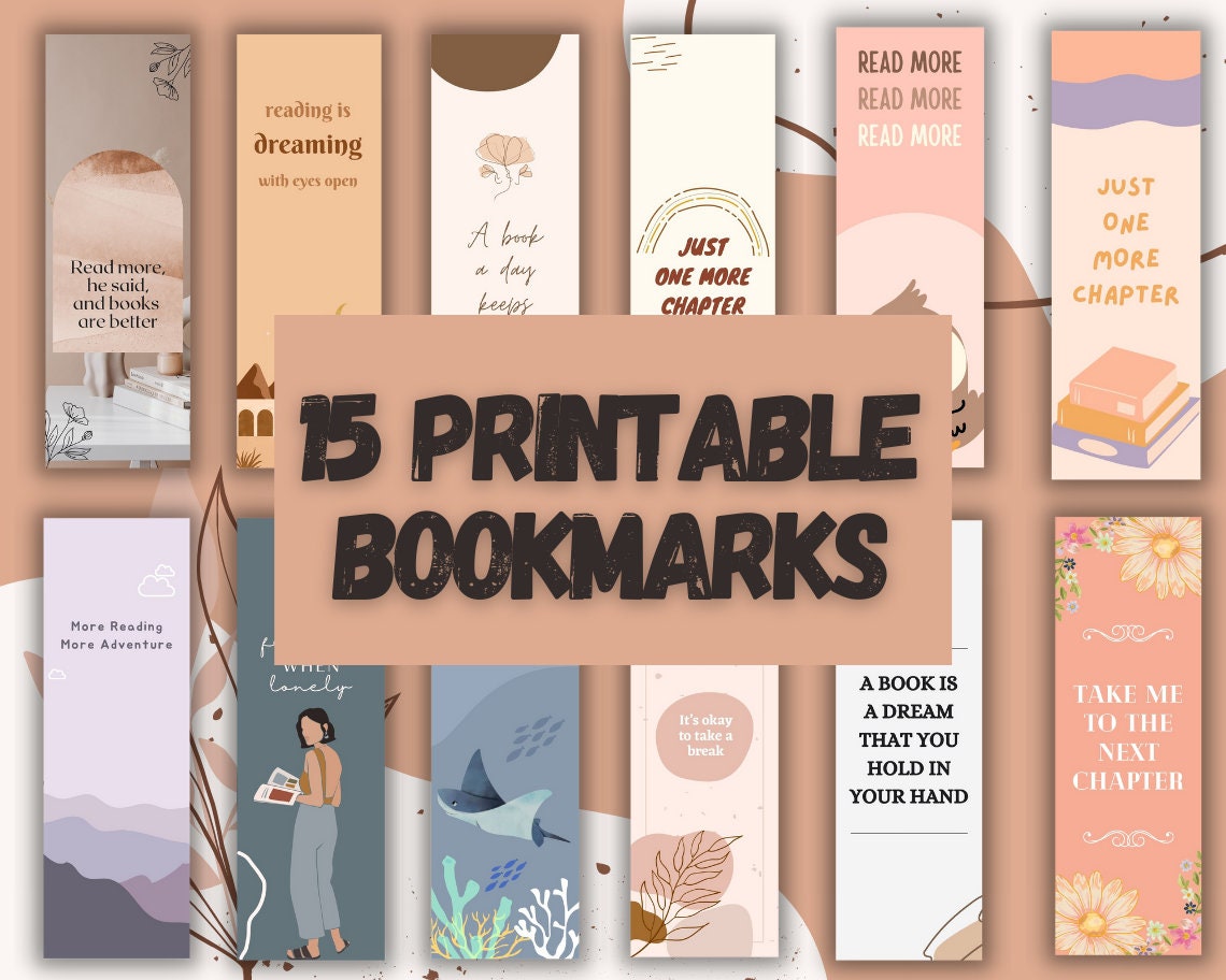 15 Printable Aesthetic Bookmarks Cute Boho Digital Instant Pin On 