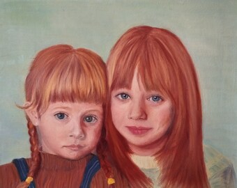 Personalized portrait as a gift for your loved ones or as a precious keepsake, handmade oil pastel portrait