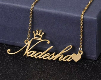 Crown Name Necklace Etsy Crown Name Necklace Etsy