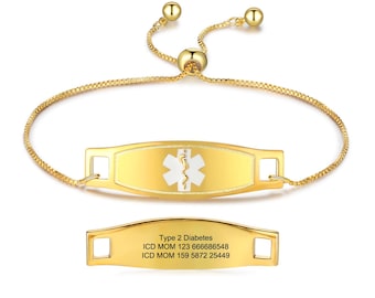Gold Plated Medical ID Bracelet: Custom Engraved Jewelry