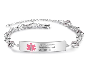 Custom Medical Alert Bracelet for Women Emergency ID Bracelet Stainless Steel Medical ID Gifts Allergy Bracelet | First Aid Gift |