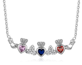 1-5 Sterling silver Simulated Birthstone heart necklace