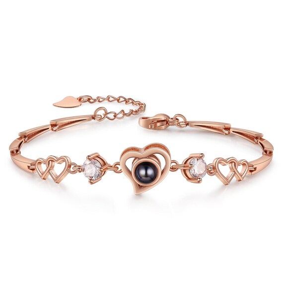 Bracciale Personalizzato Con Foto A Proiezione – Gioiello Con Cuore Commemorativo – Regalo Per Donne