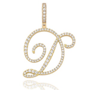 XL Police artistique unique Collier de lettre initiale avec chaîne de corde en zircone cubique | Bijoux pour femmes hommes