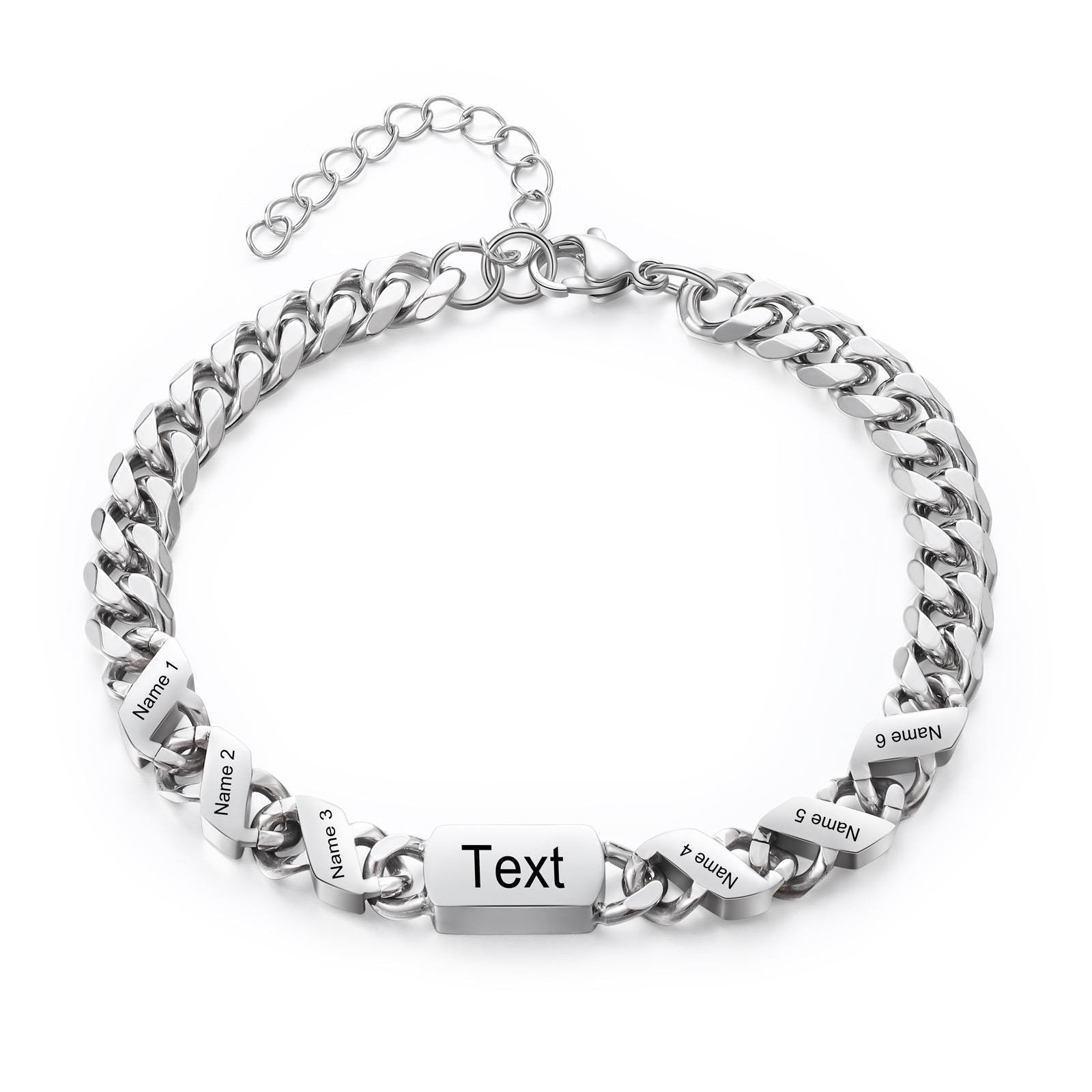 Braccialetto nero personalizzato da uomo, bracciale a catena da uomo, gioielli per San Valentino, regalo di San Valentino per lui, fidanzato, marito, regalo romantico - Italia