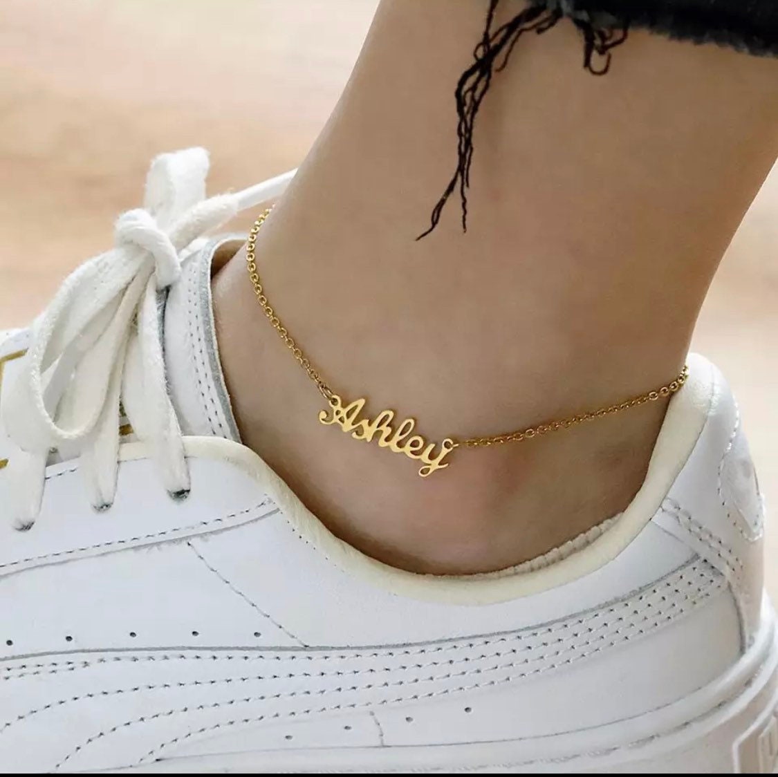 Amazon.com: Custom Name Anklet Bracelets for Women 18K Gold Plated Dainty  Layered Anklet Personalized Handmade Beach Anklet Jewelry Gift for Girls  (Gold Anklet Bracelet 02) : Handmade Products