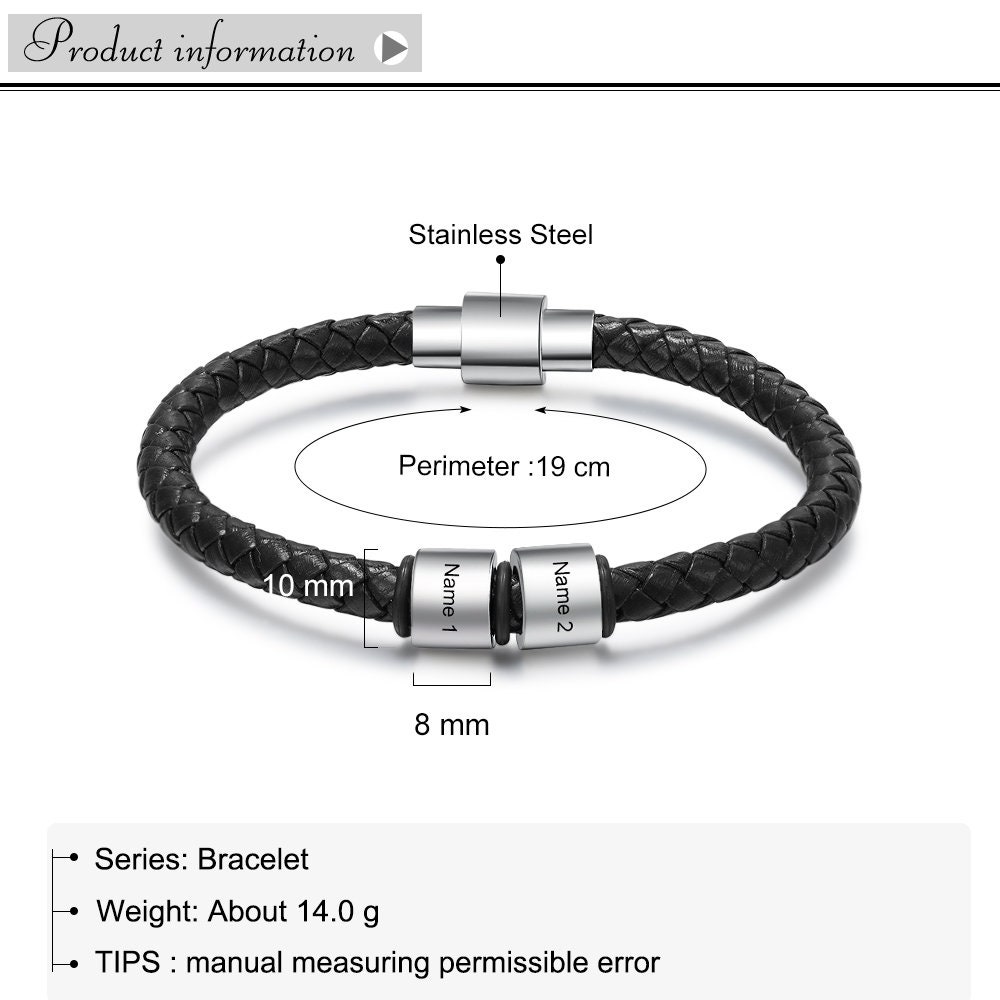 2-3 charm customized Men's bracelet. | Etsy