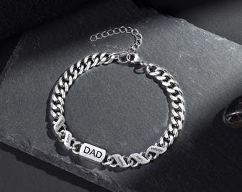 1-6 Custom Name Cuban Chain Men's Bracelet Stainless Steel Father's Day Gift For Husband