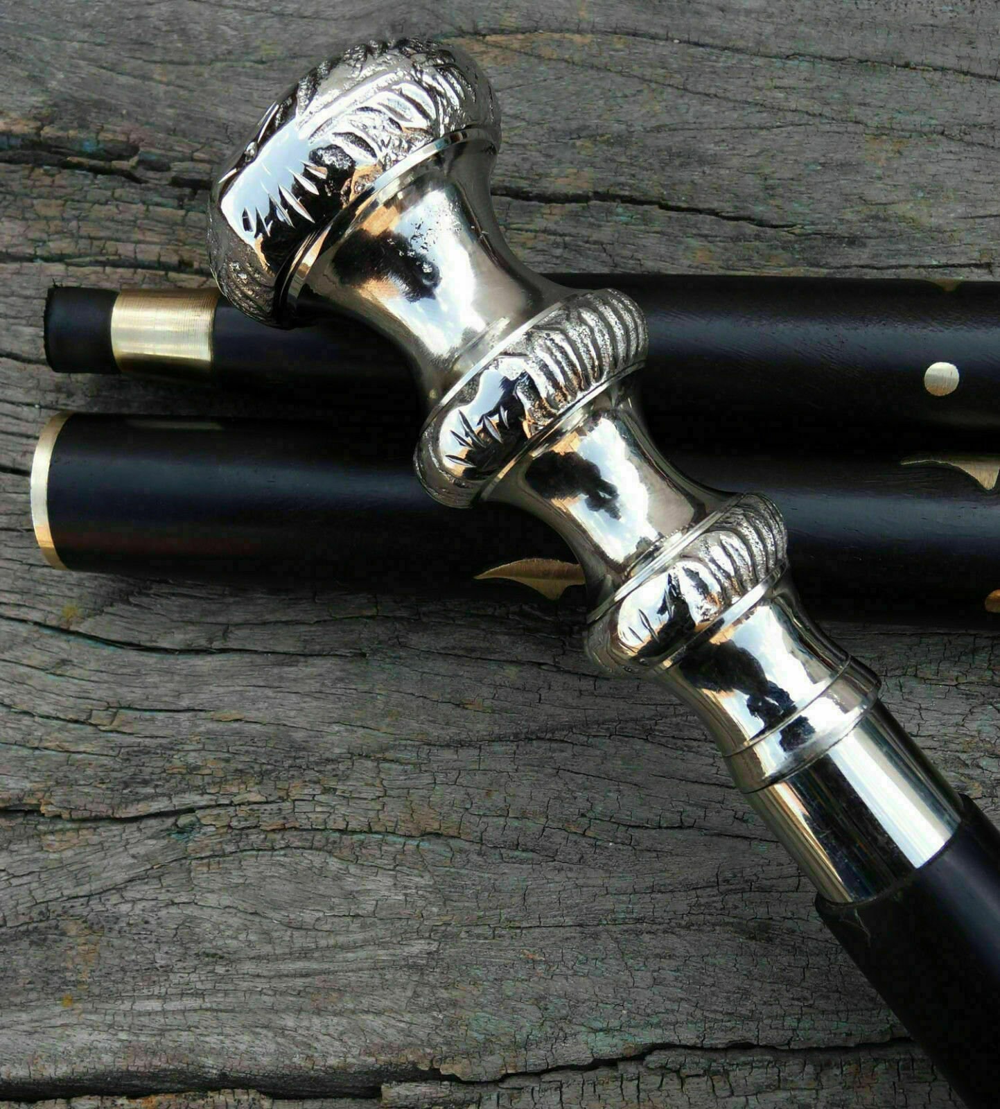 Designer Brass Victorian Handle Wooden Vintage Walking Cane Antique Style Stick 