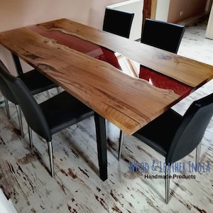 Handmade Epoxy Resin Table Top – Live Edge Wood Dining Table, River Table, Custom Coffee Table, Modern Rustic Furniture Decor&quot;