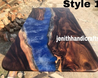 Tafelblad van acaciahout epoxy-rivier – Live Edge-meubels op maat, modern rustiek huisdecor
