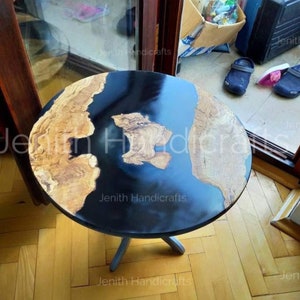 Epoxy Handmade Luxury dining, sofa, Side center table top Live Edge Walnut Table, Custom Order, Black Epoxy Resin River Table, Natural Wood
