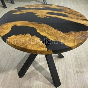 Epoxy Round Table Top, dining, sofa, Side center table top, Live Edge Walnut Table, Custom Order, Epoxy Resin River Table, Natural Wood USE