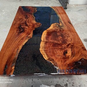 Handmade Epoxy Resin Table Top – Live Edge Wood Dining Table, River Table, Custom Coffee Table, Modern Rustic Furniture Decor"