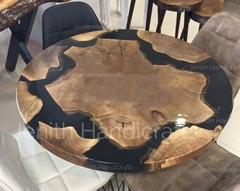 Live Edge Walnut Epoxy River Table Top, Handmade Acacia Wood Dining, Side, Center Table