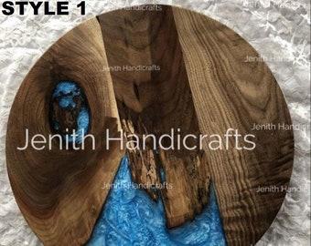 Live Edge Walnut Epoxy River Table Top (48 inch Diameter)