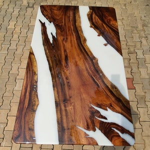 white Epoxy, Luxury dining Table, sofa, Side center table top Live Edge Walnut Table, Custom Order,  Epoxy Resin River Table, Natural Wood