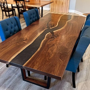 Epoxy, Luxury dining Table, sofa, Side center table top Live Edge Walnut Table, Custom Order,  Epoxy Resin River Table, Natural Wood