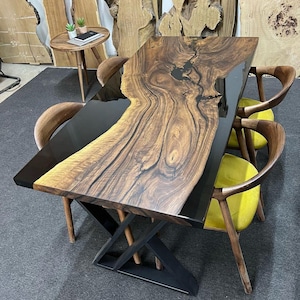 Epoxy, Luxury dining Table, sofa, Side center table top Live Edge Walnut Table, Custom Order,  Epoxy Resin River Table, Natural Wood