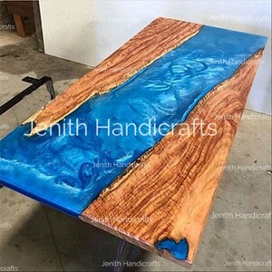 Blue Epoxy Resin River Table – Live Edge Wood Table Top, Dining Table, Handmade Custom Furniture, Modern Rustic Home Decor&quot;