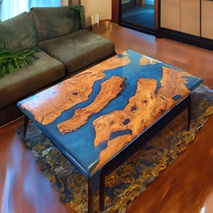Epoxy table, Luxury dining Table, sofa, Side center table top Live Edge Walnut Table, Custom Order,  Epoxy Resin River Table, Natural Wood